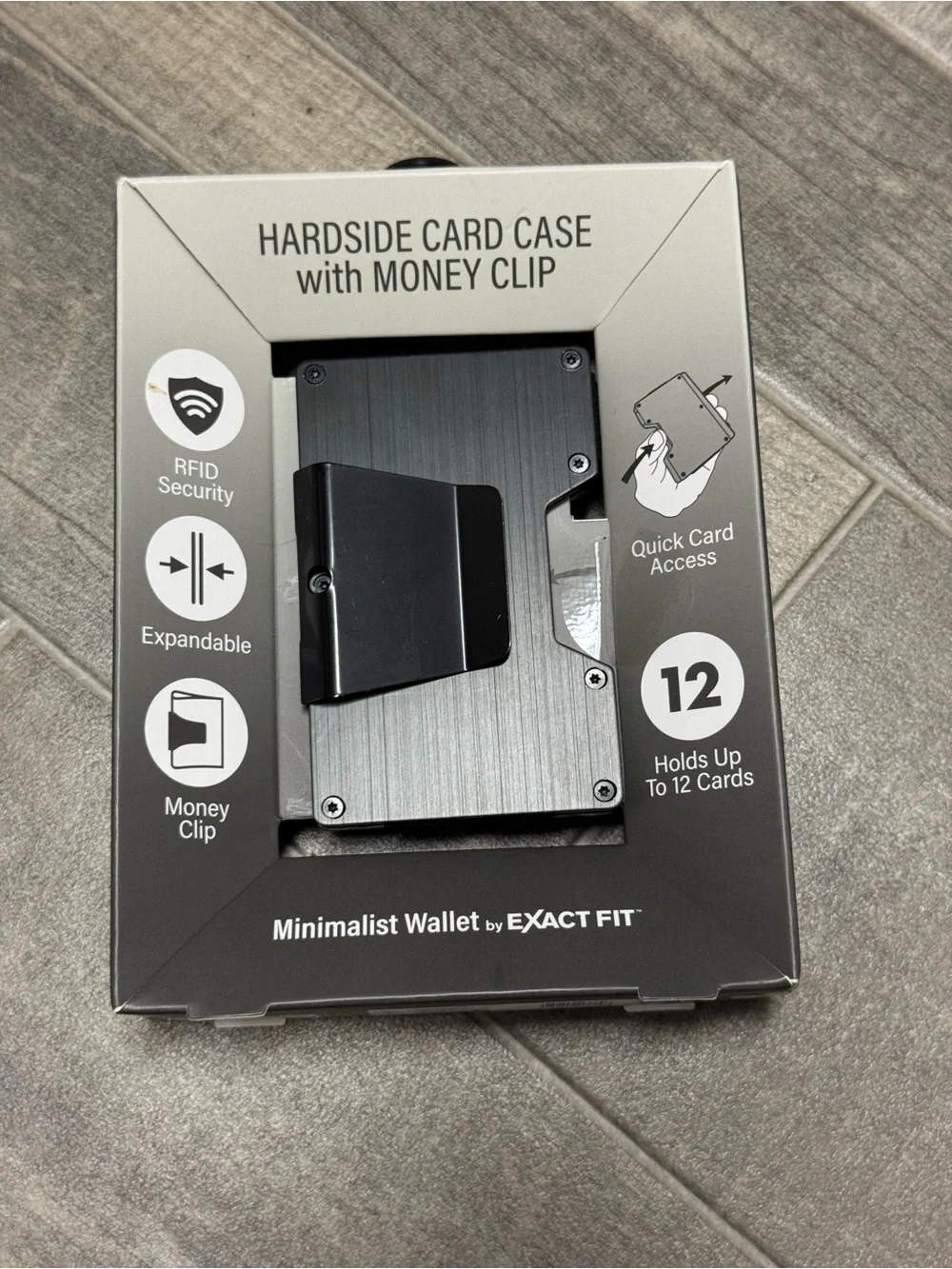 Men’s Minimalist Hardside Card Case Wallet Money Clip by - Black Streetwear Y2K